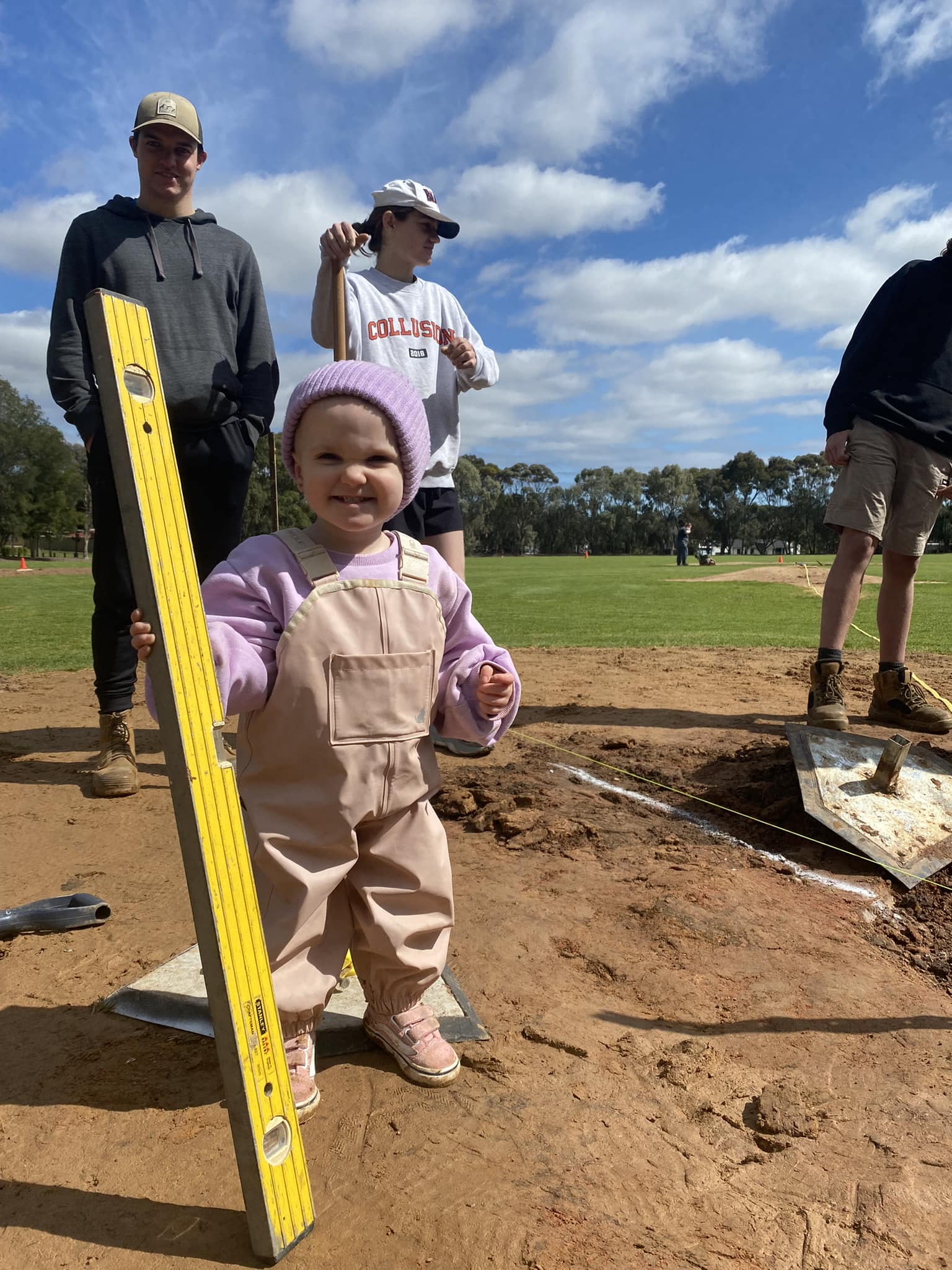 Stevie Shotton helping with home plate at the working bee